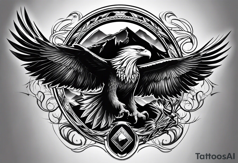 eagle fighting predators tattoo idea