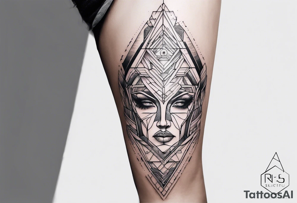 Futuristic bold line tattoo for leg tattoo idea