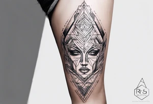 Futuristic bold line tattoo for leg tattoo idea