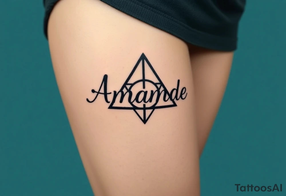 Name Amanda with Harry Potter deathly hallows tattoo idea