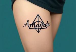 Name Amanda with Harry Potter deathly hallows tattoo idea
