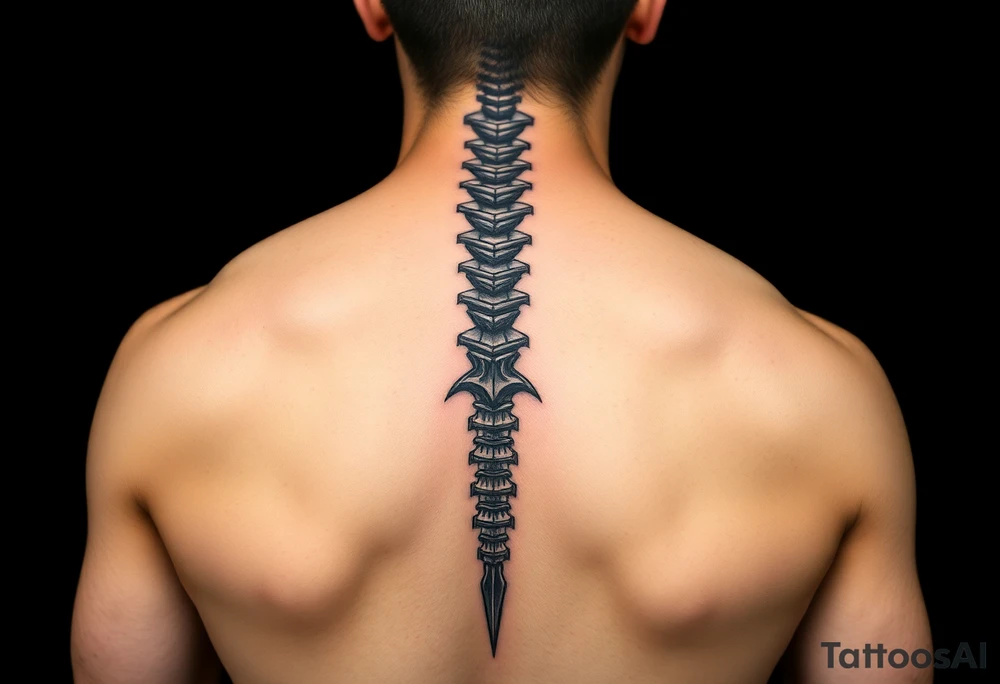 Spinal futuristic, full length, shoulders to lower back tattoo idea