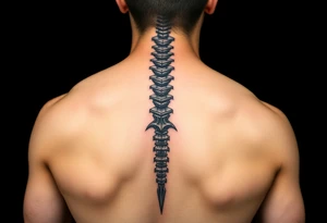 Spinal futuristic, full length, shoulders to lower back tattoo idea