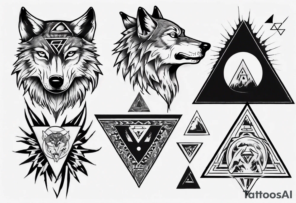 wolf head with a triangle on forehead tattoo idea