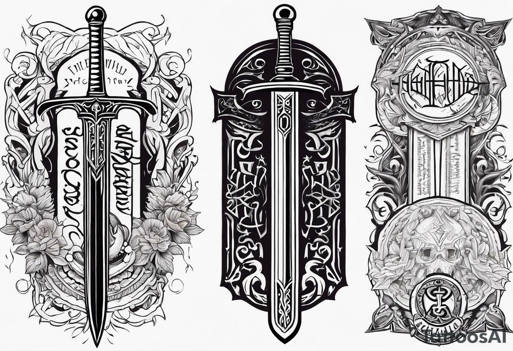 sword Valhalla death prayer tattoo idea