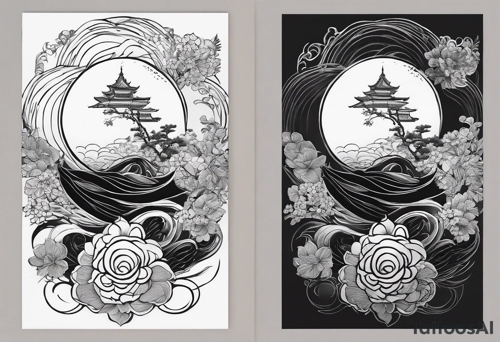 I want a fine line, feminine but very powerful tattoo. I want it to feel oriental and decorative. I want the image to portray a powerful story from the Bible. I want the tattoo to look peaceful and glowy. It has to tell a biblical story. More minimal tattoo idea