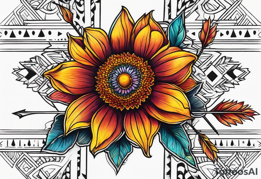 Indian blanket flower arrows tattoo idea