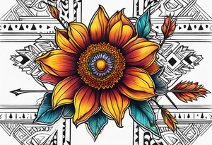 Indian blanket flower arrows tattoo idea