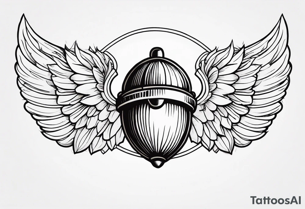Acorn with angel wings tattoo idea