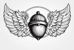 Acorn with angel wings tattoo idea