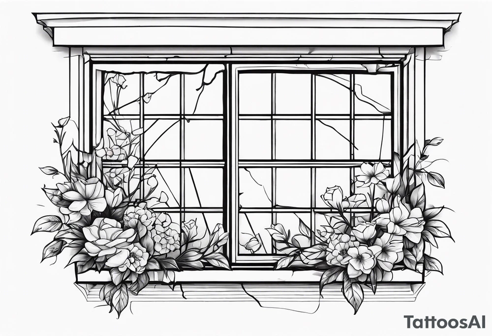 Broken window, flowers, beauty tattoo idea