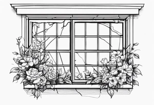 Broken window, flowers, beauty tattoo idea