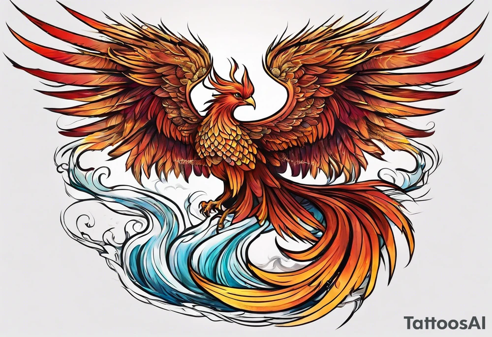 Small phoenix rising up. For mom memory. Little details tattoo idea