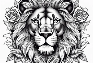 Lion and rose tattoo idea