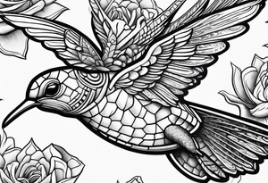 tessellated turtles in the shape of a hummingbird tattoo idea