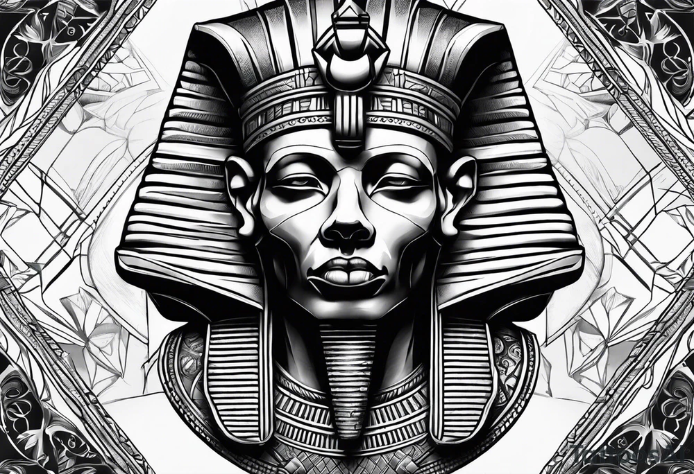 Black pharaoh skull tattoo idea