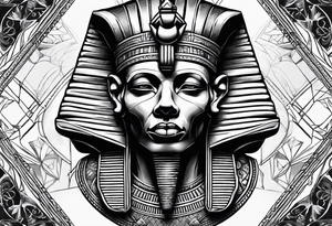 Black pharaoh skull tattoo idea