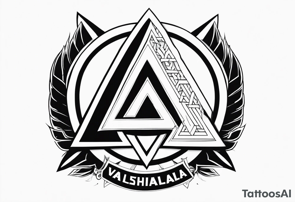 Valhalla shield sword axe Valknut fire tattoo idea