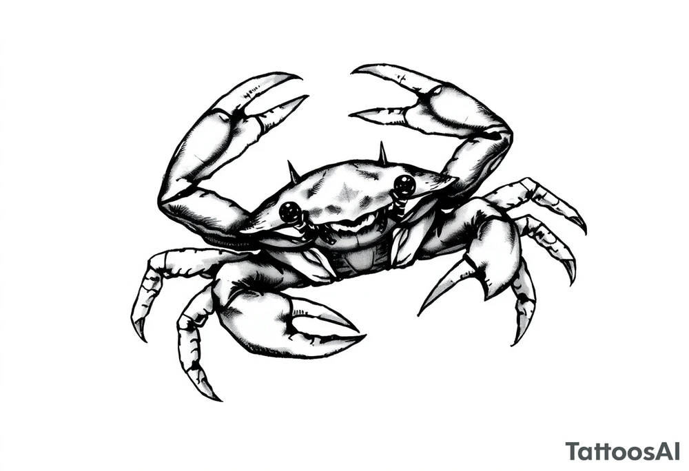 powerful vicious crab ready to defend or attack proudly showing off that a crab is the sign of a cancerg tattoo idea