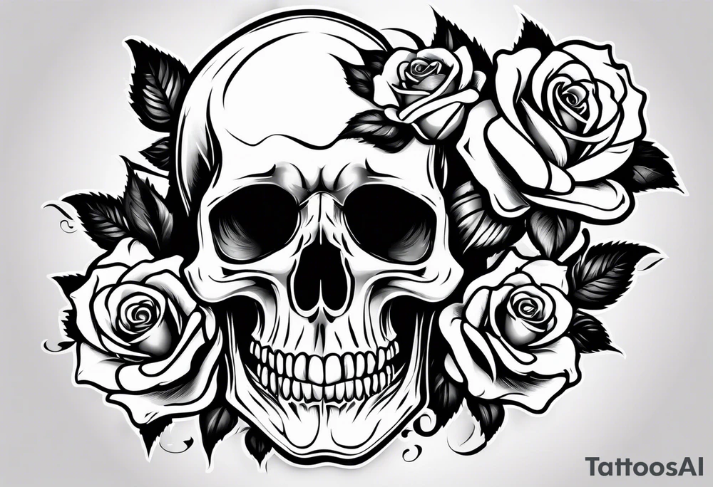 Skull and rose tattoo idea