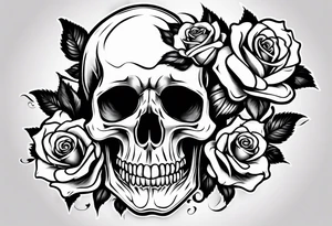 Skull and rose tattoo idea
