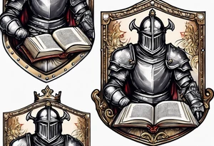a knight holding the bible as a shield tattoo idea
