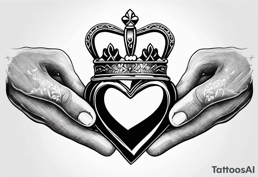 Irish claddagh with hands tattoo idea