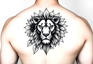 sunflower or multiple sunflowers and lion head tattoo idea