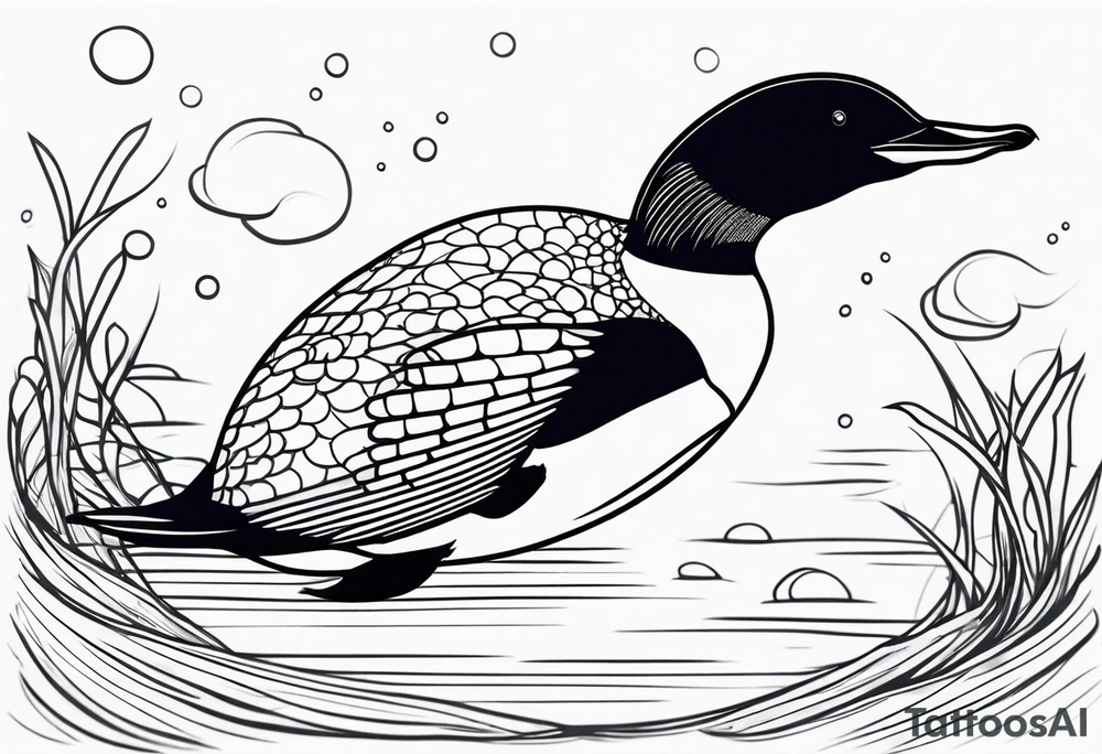 Loon diving underwater tattoo idea