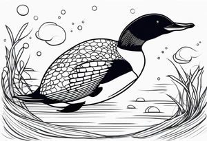 Loon diving underwater tattoo idea
