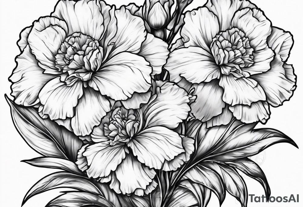 Two carnations and Two daffodils tattoo idea
