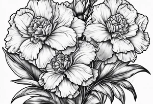 Two carnations and Two daffodils tattoo idea