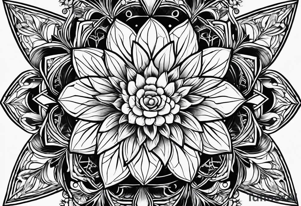 floral geometric shaped into a point tattoo idea floral geometric shaped into a point tattoo idea