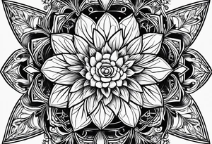floral geometric shaped into a point tattoo idea