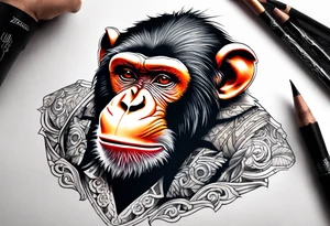 aggressive monkey on torso tattoo tattoo idea