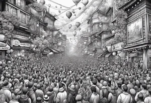 Crowd popping out from earth tattoo idea