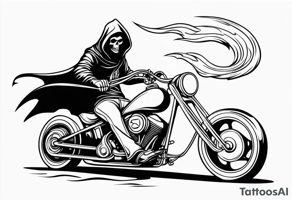 Grim Reaper on motorcycle, on fire tattoo idea