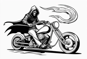 Grim Reaper on motorcycle, on fire tattoo idea