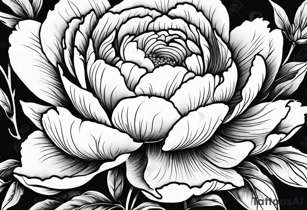 Praying in a peony garden tattoo idea