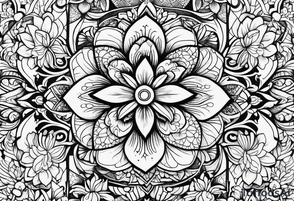 ornaments of flowers tattoo idea