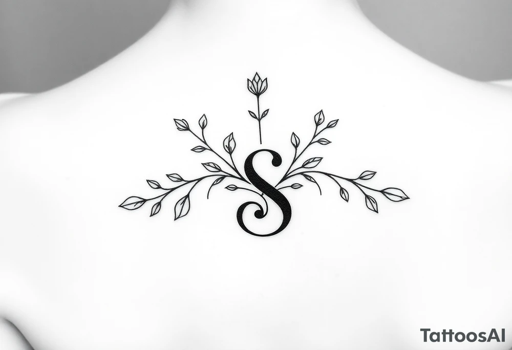 Lorbeerkranz mit Buchstabe S tattoo idea