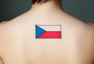 A minimalist Czech flag outline, with the blue triangle subtly blending into the red and white stripes tattoo idea