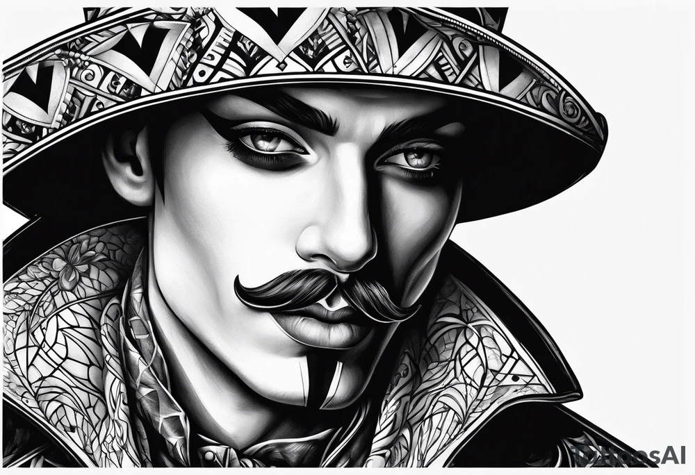 a classic harlequin male engraving simple tattoo idea