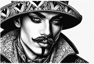 a classic harlequin male engraving simple tattoo idea