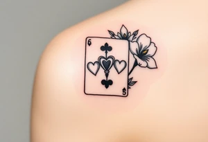 6 of hearts card with fleur de lis as the hearts and magnolias in the background tattoo idea