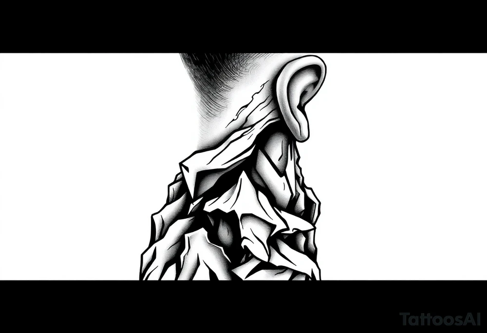 cover up behind the ear vertical tattoo idea