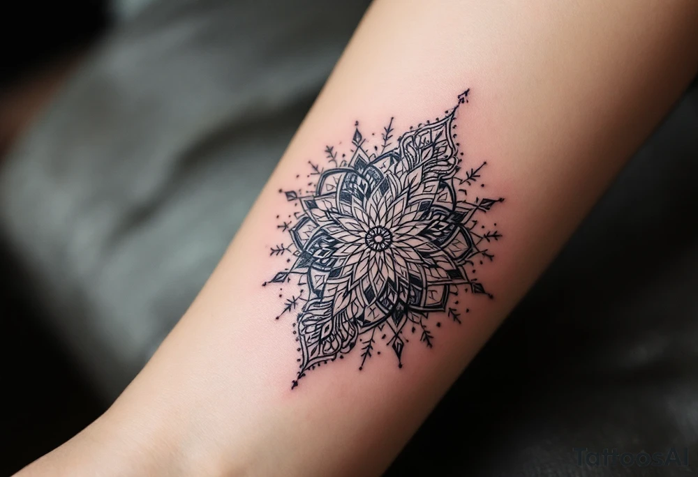intricate mandala with sacred geometry and cosmic elements tattoo idea
