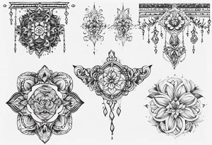 Ankle bracelet tattoo with ornamental feminine style and larger in the centre. Show on ankle tattoo idea