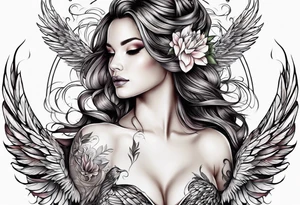 femme nu avec un tatou de phoenix tattoo idea