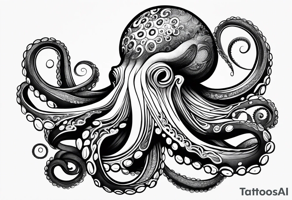 Octopus peaceful waves tattoo idea